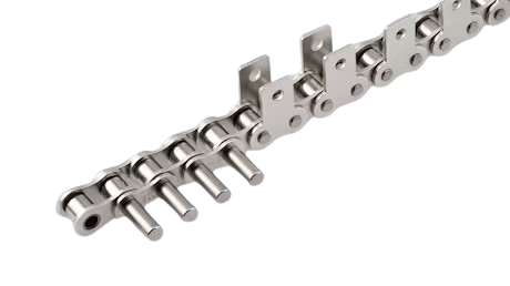 Customised industrial roller chain with attachments
